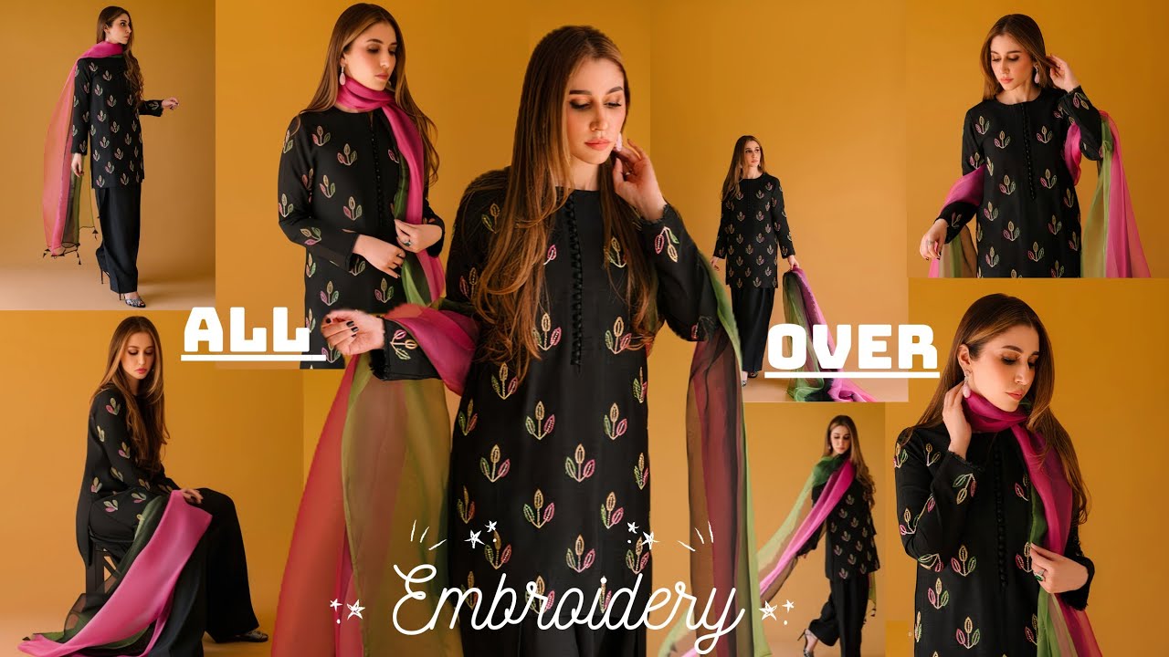 Embroidery All Over Kurti 😱😮 Outfit From scratch / Handmade Cutting And Stitching