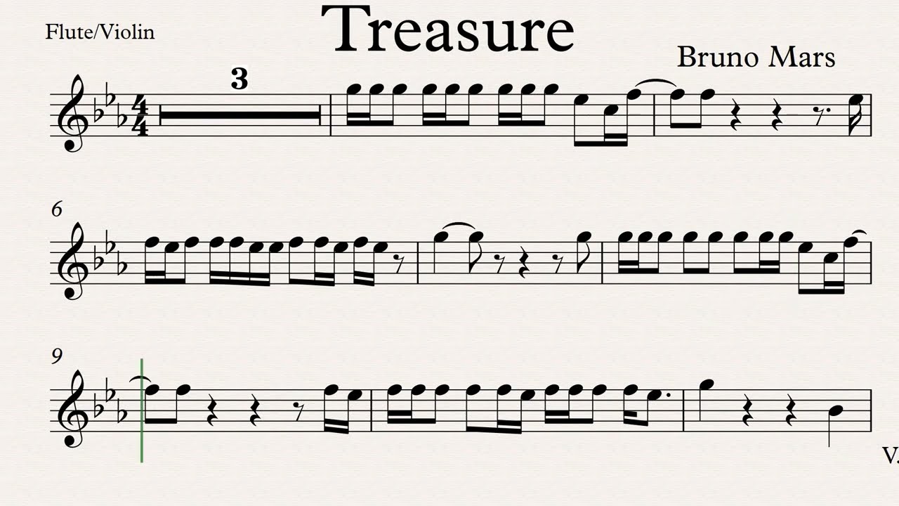 Treasure Flute Violin Play Along Sheet Music
