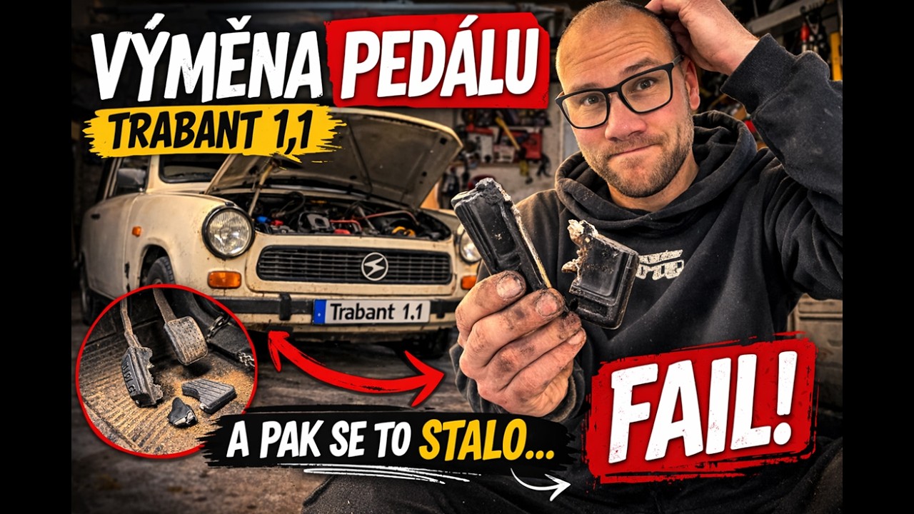 Výměna pedálů na Trabantu 1.1... a pak to PRASKLO!