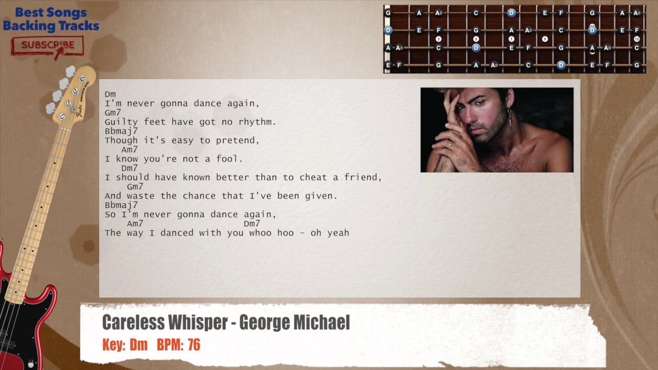🎻 Careless Whisper - George Michael Bass Backing Track with chords and lyrics