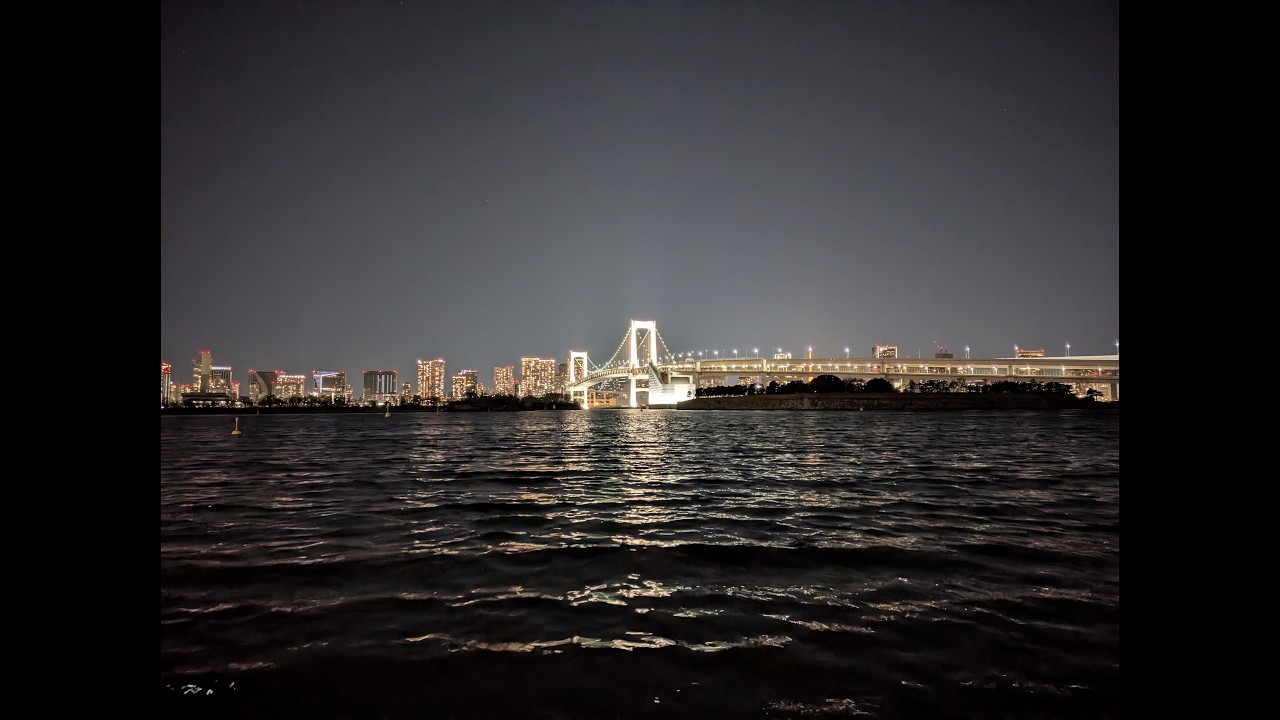 🔴 Odaiba Beach at Night | Ocean Waves for Sleep & Relaxation (Tokyo)