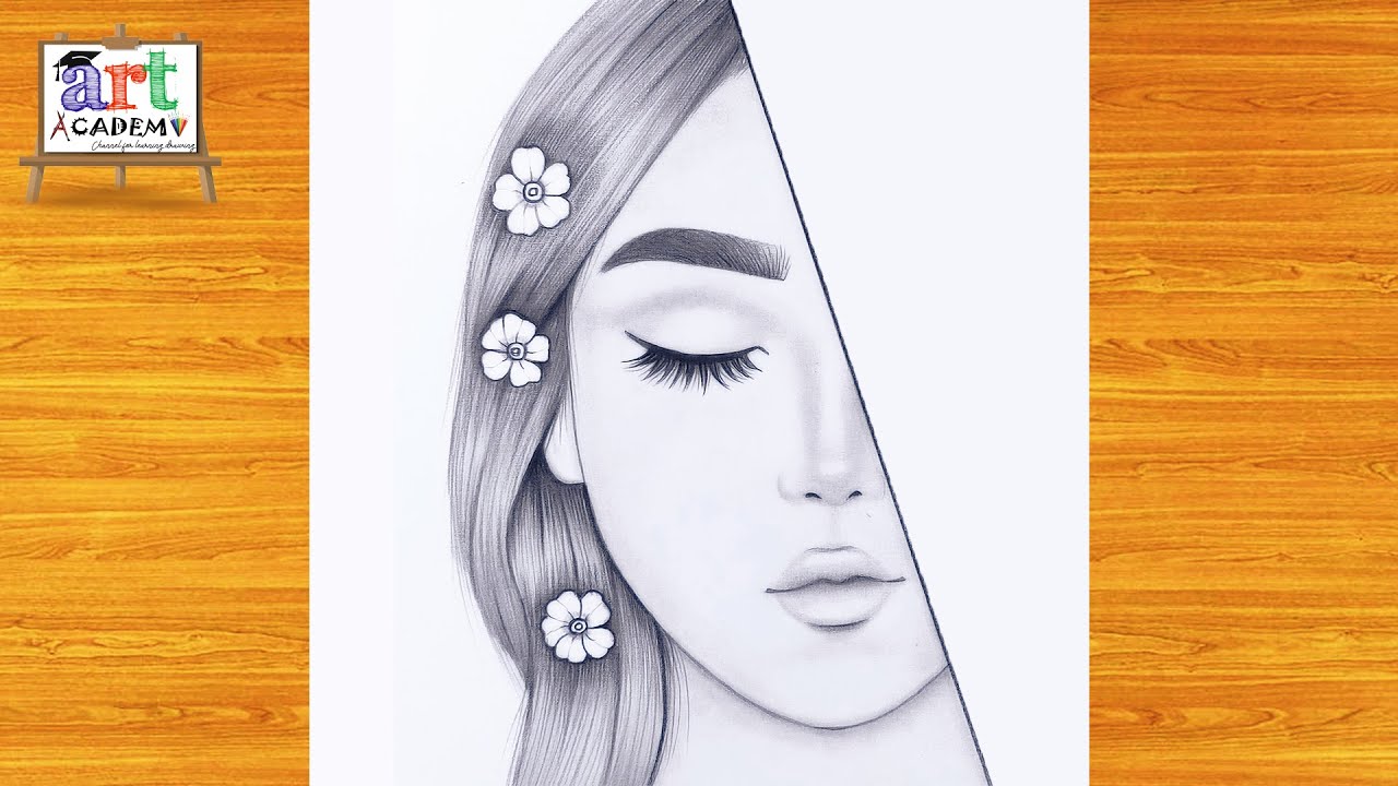 رسم بنات كيوت بالرصاص خطوة بخطوة للمبتدئين | رسم بنت جميلة وجه بالقلم الرصاص | رسم بنات