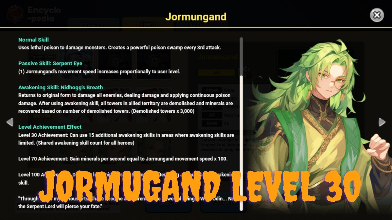 Jormugand Level 30 | Gold Tower Defence