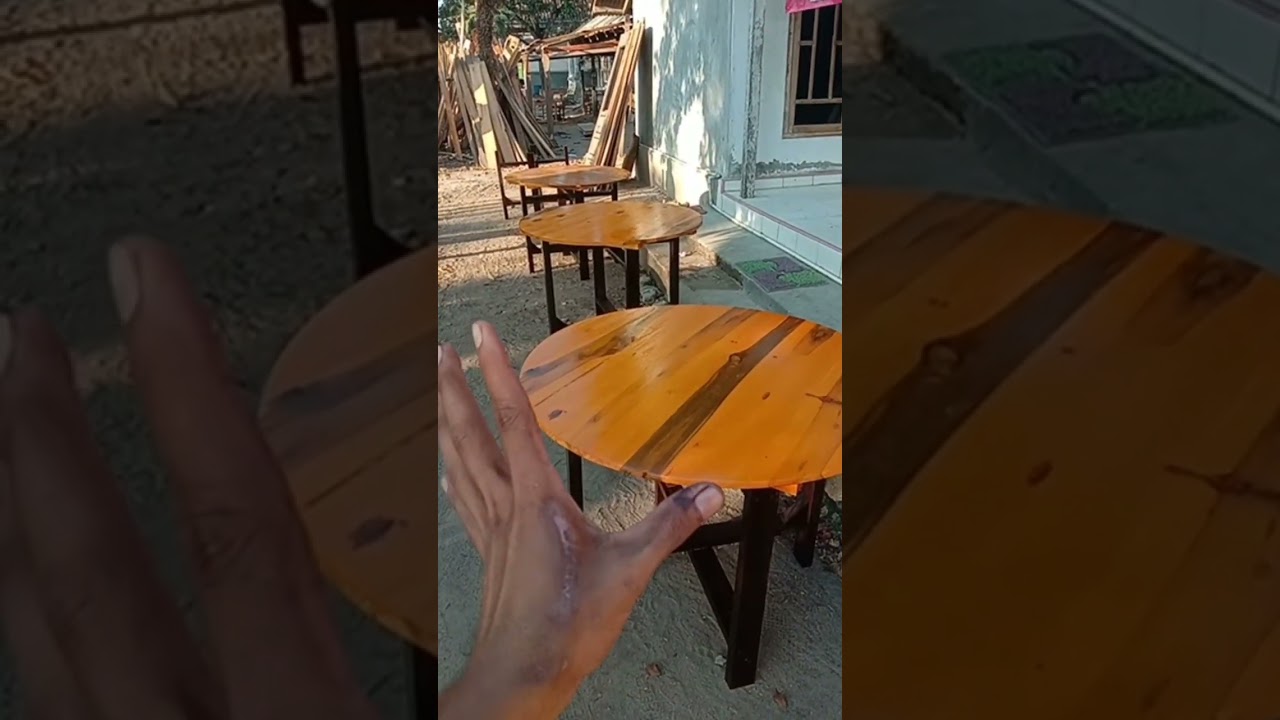 meja bundar kayu buat prasmanan tamu undangan #tukangkayu #furnituredesign #meubel #kayu #jatiukir