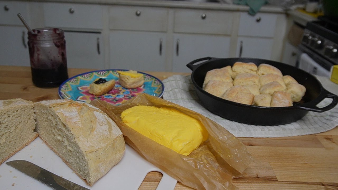 Homemade Artisan Bread, Biscuits & Butter #azurestandard #butter #artisanbread #biscuit #homemade