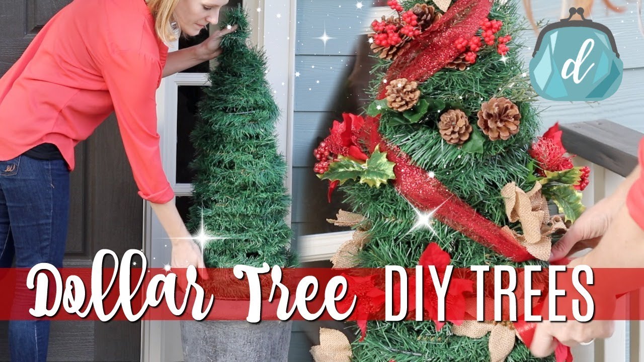 DOLLAR TREE CHRISTMAS DIYS 🎄 Giant Porch Trees for CHEAP!