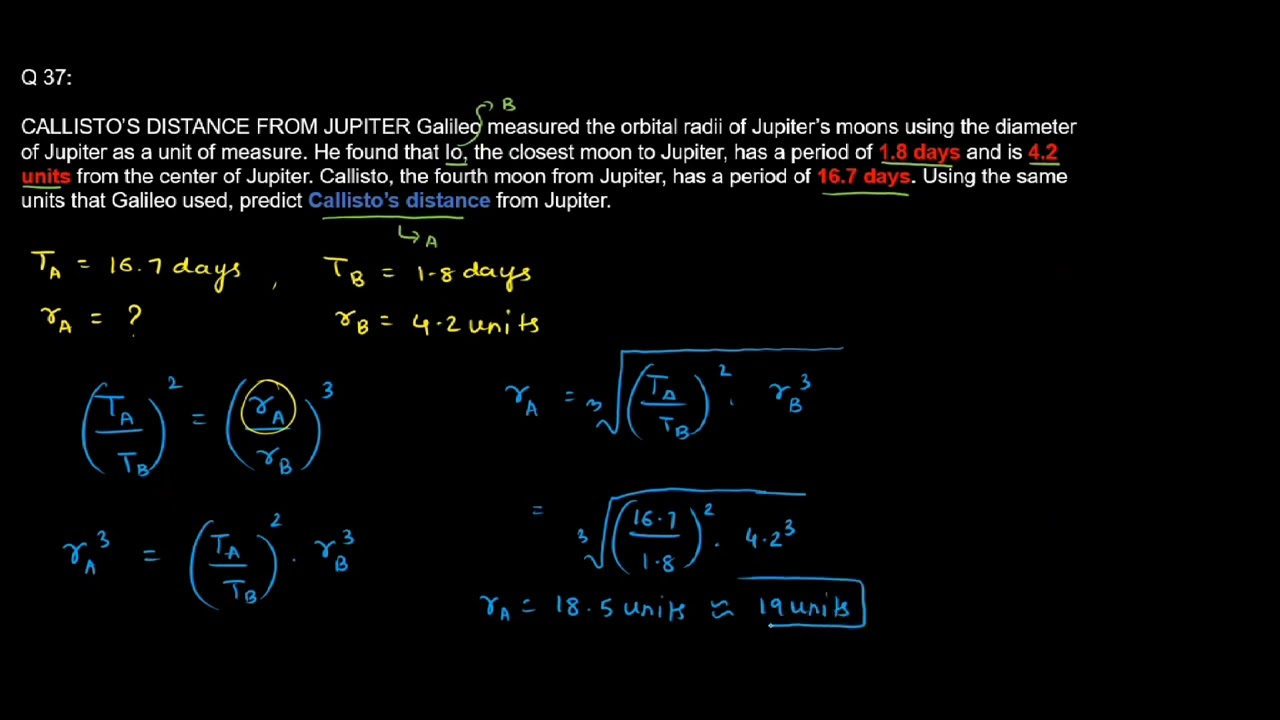 (Q 37): Using Kepler's third law to solve problems.