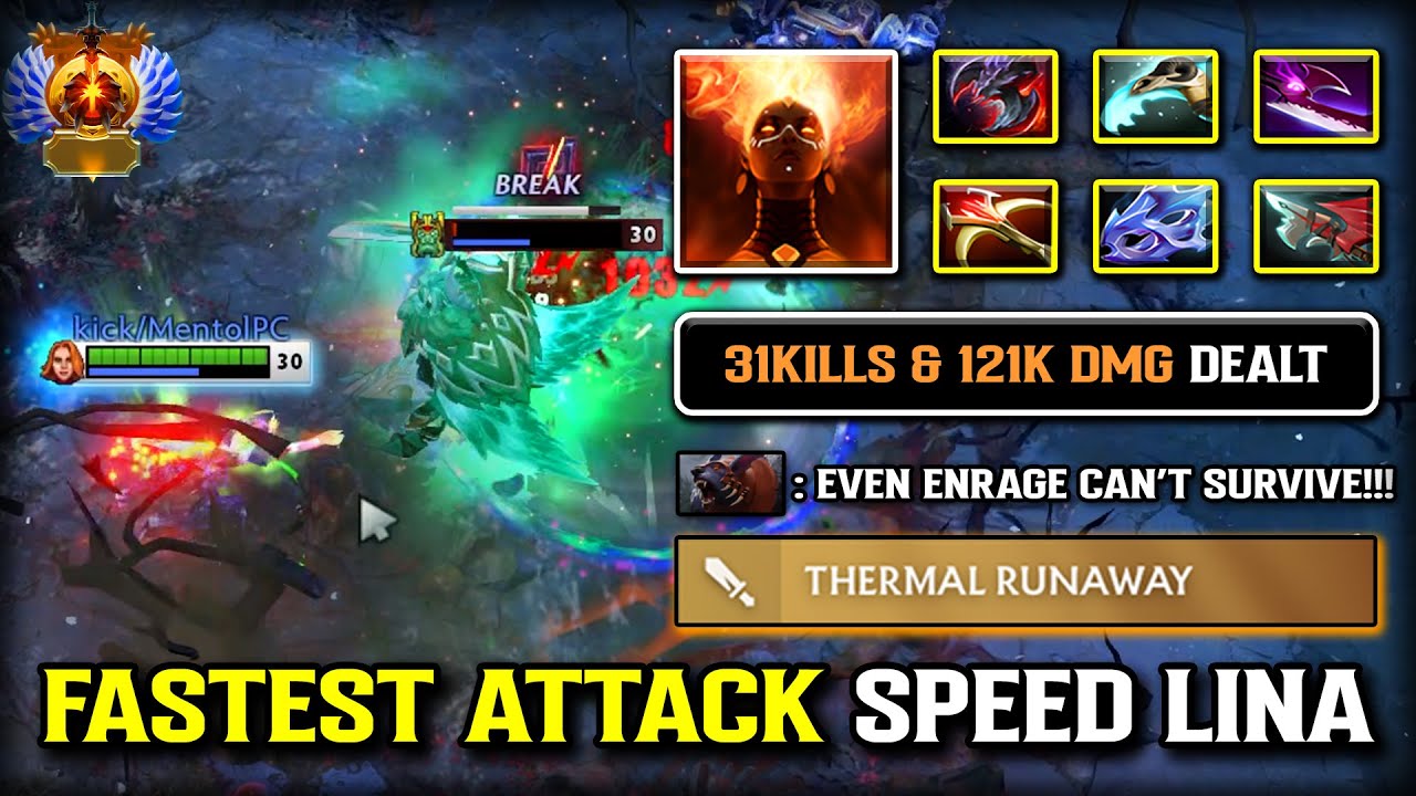 Fastest Attack Speed Carry Lina 31Kills & 121K Damage Dealt | 100% Nobody Can Stands Against Dota 2