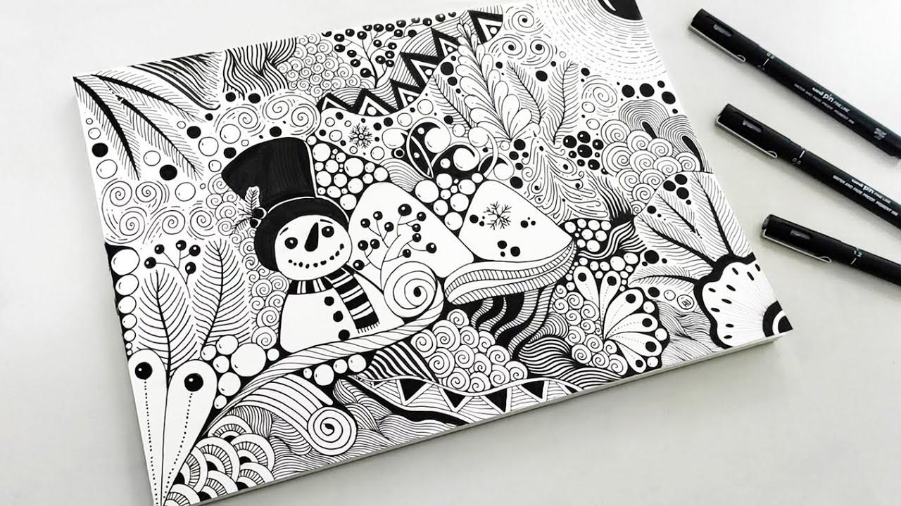 Zentangle Winter Landscape | Creative Winter Art