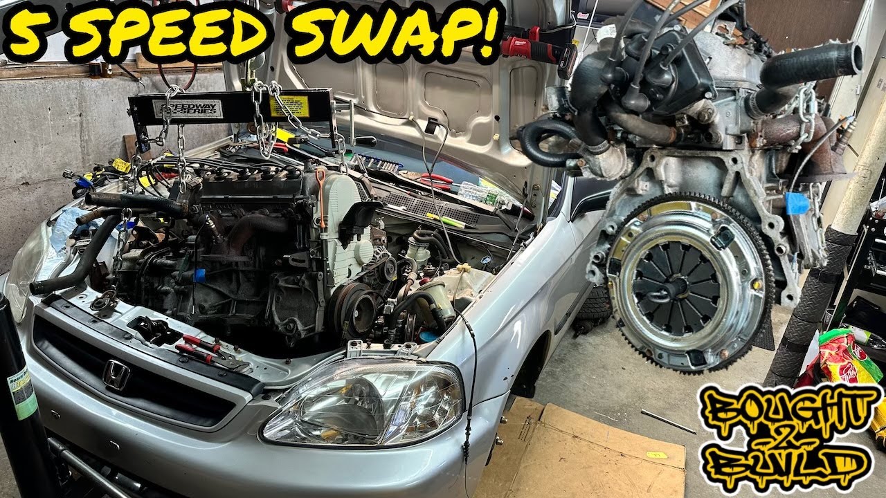 5-ступенчатая коробка передач на CIVIC 99 за 500 долларов! #exedy #honda #swap #manual #civic #ek...