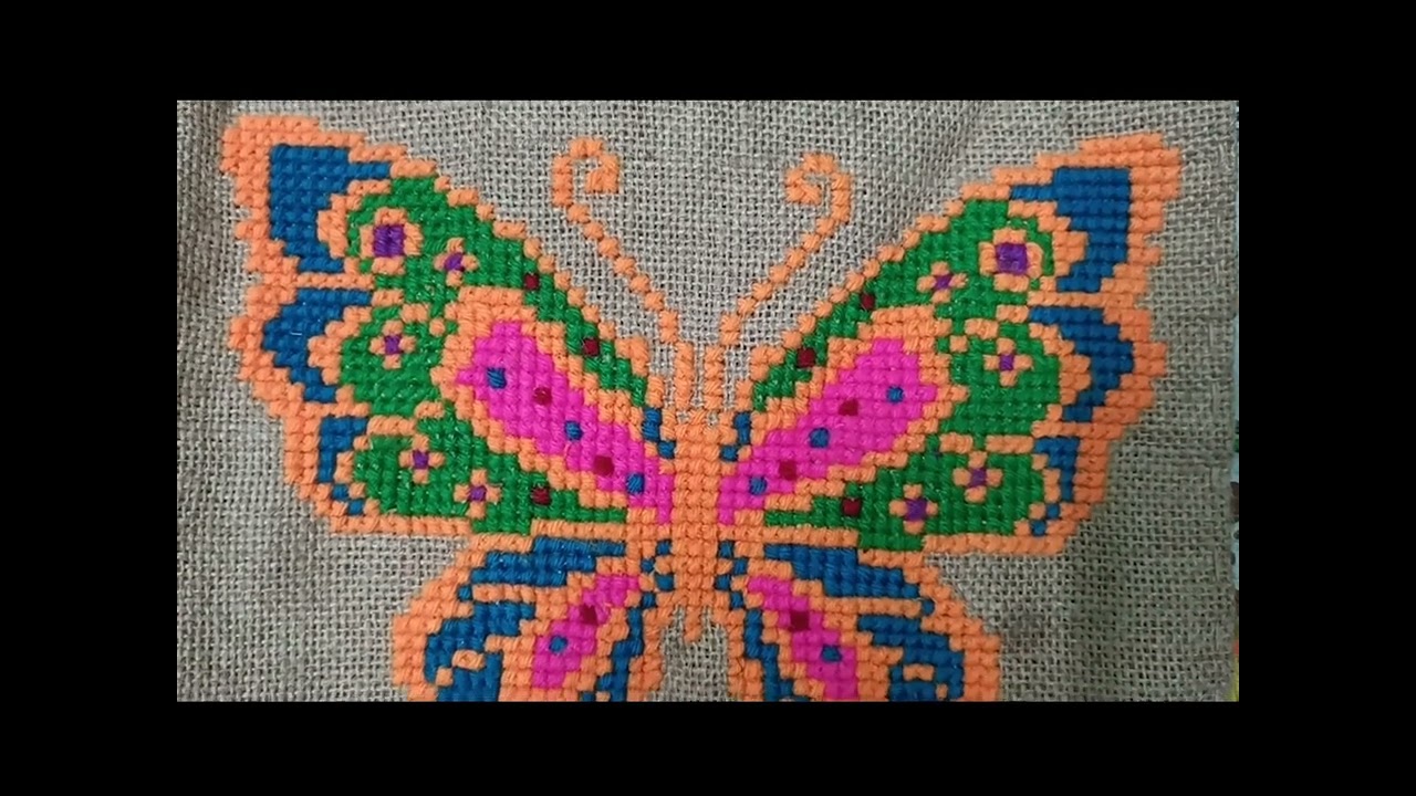 Projapoti ason design#Beautiful cross stitch ডিজাইন#আসনের উপর প্রজাপতির নকশা