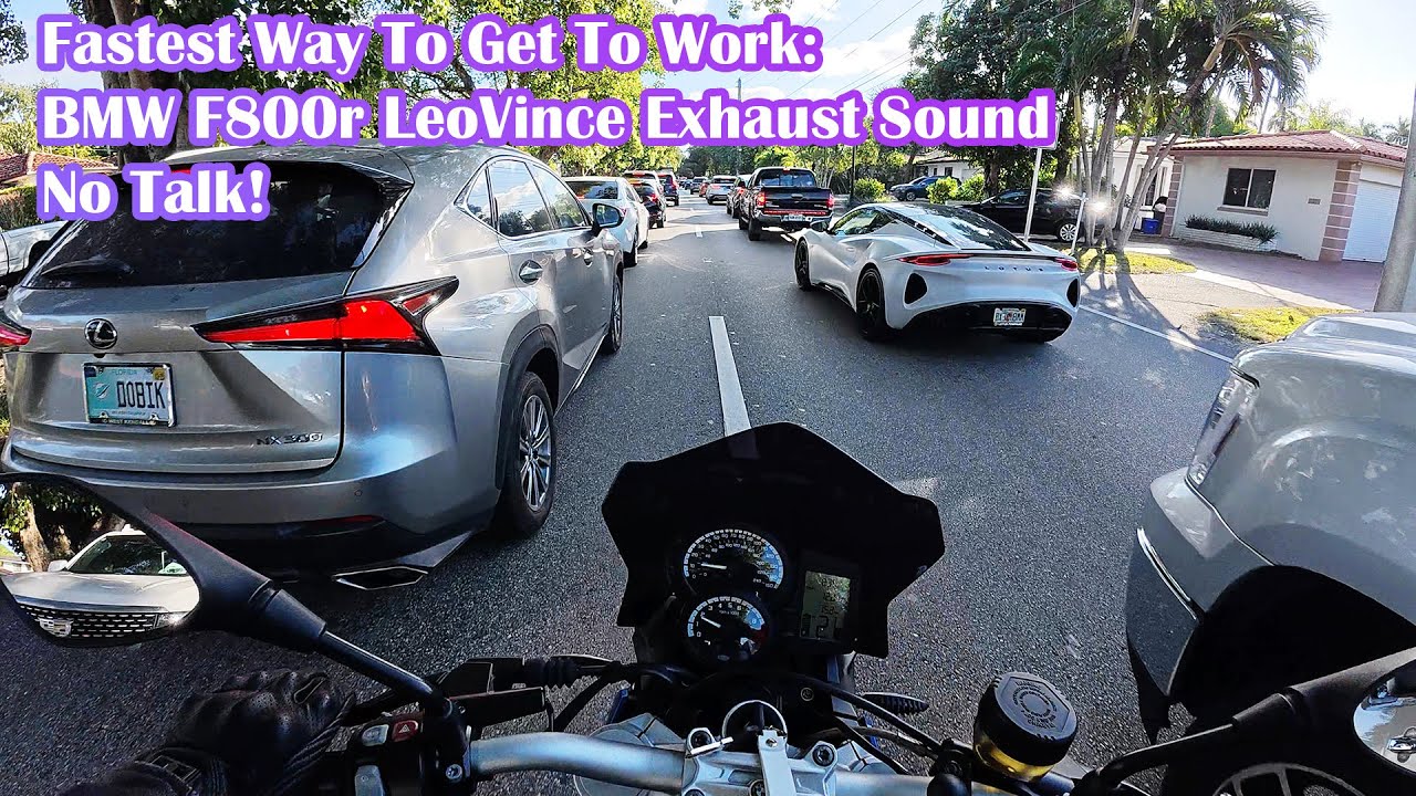 The Fastest Way To Get To Work: Get On Your Bike. BMW F800r LeoVince Exhaust Sound Only No Talk