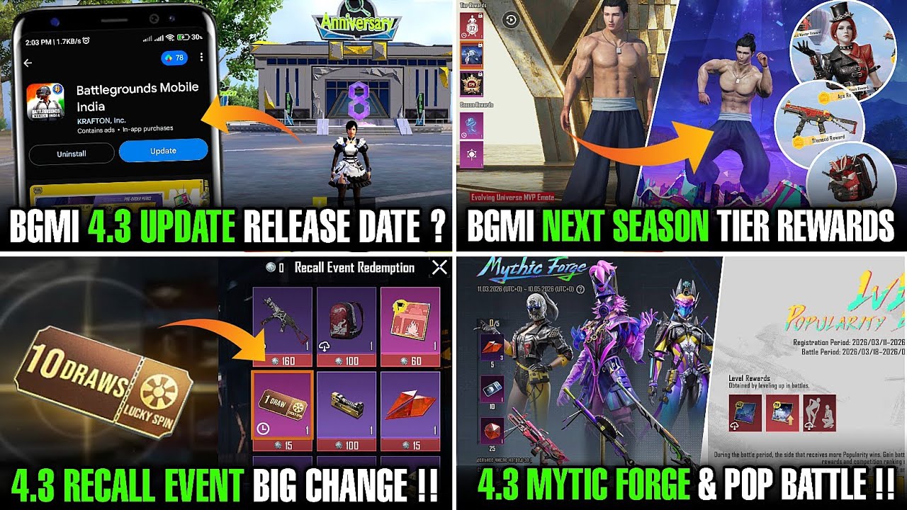 Bgmi 4.3 Update Release Date 🤫| Big Change Next Recall Event & New Season🤨 | Bgmi Next Pop Battle