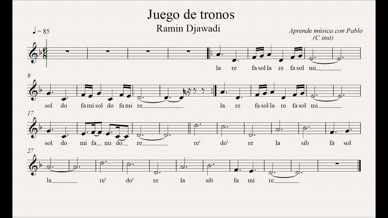 JUEGO DE TRONOS: (flauta, violín, oboe...) (partitura con playback)