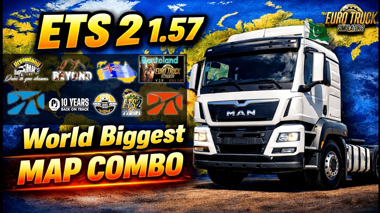 ETS2 1.57 WORLD BIGGEST MAP COMBO | PROMODS, BEYOND, VANESSA, EAA MAPA, DREAMLAND, BARTOLAND & MORE