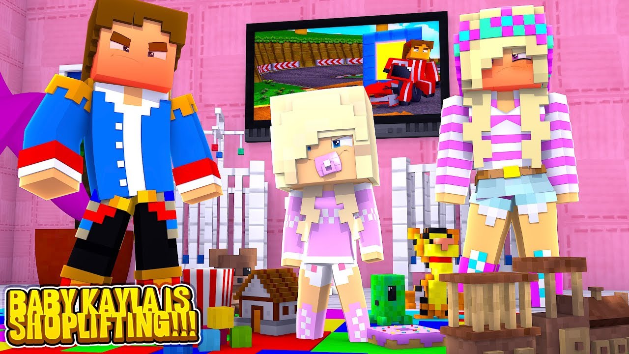 Minecraft PRINCESS BABY KAYLA IS CAUGHT SHOPLIFTING!!! w/ LITTLE LEAH & LITTLE DONNY