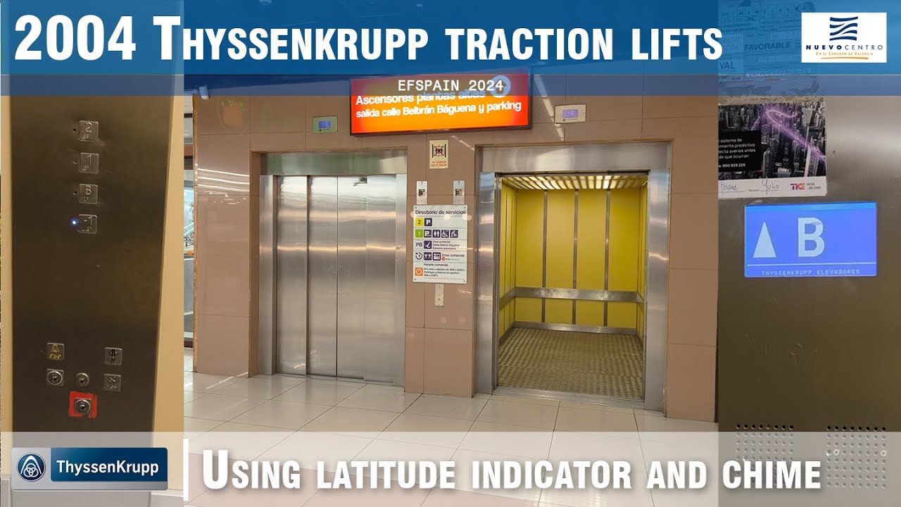 2004 mod. ThyssenKrupp traction lifts with Latitude components @ C.C. Nuevo Centro, Valencia