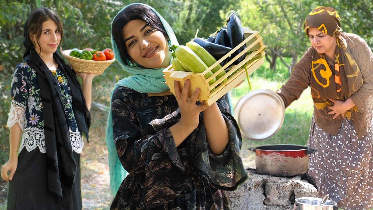 Making & Cooking &ldquo;Dolmeh Bademjan&rdquo; Over Firewood | Persian Village Life