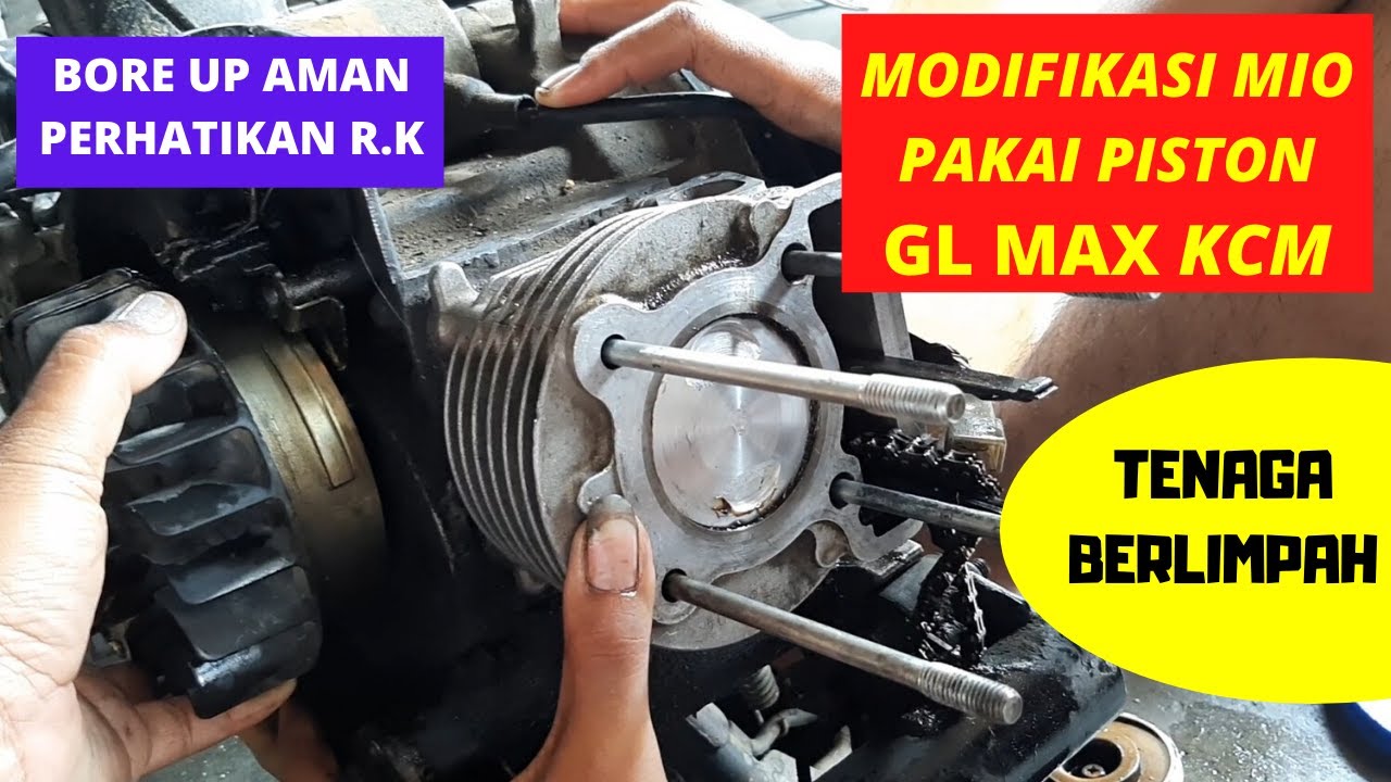 MODIFIKASI YAMAHA MIO PAKAI PISTON HONDA GL MAX kcm, NANJAK MAKIN NGACIR, BERAPA CC NYA...?