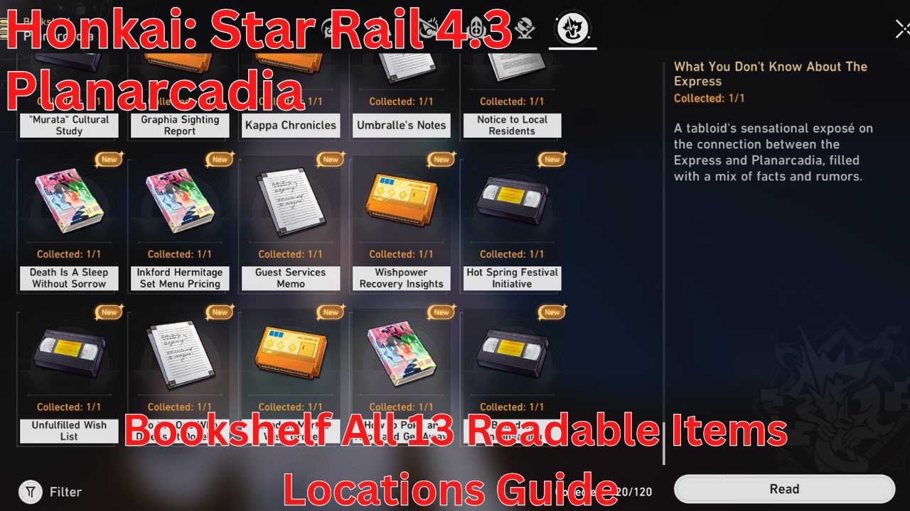 Planarcadia Bookshelf All 13 Readable Items Locations Guide【Honkai: Star Rail 4.3】