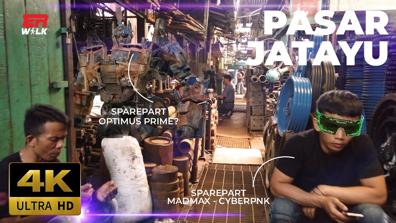 Menyusuri PASAR JATAYU, Pasar Loak alat-alat Berat, Lokal Cyberpunk Kota Bandung | #ERWALK4K