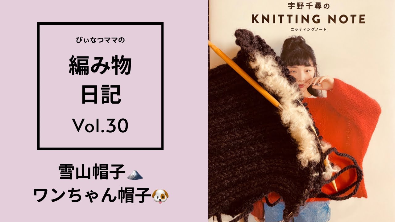 【編み物日記vol.30】雪山帽子編み始めました/ワンちゃんトナカイ帽子/編み物教室に参加した話🧶