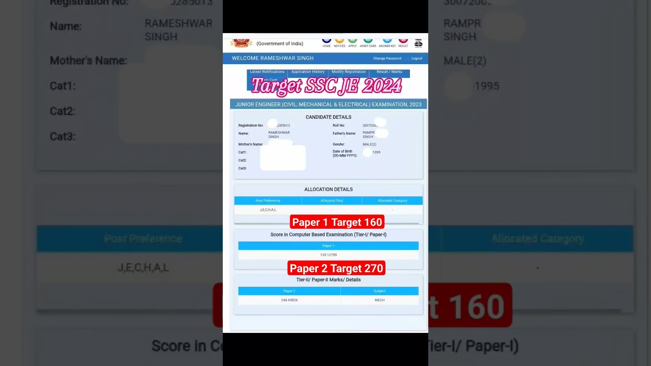 Target SSC je 2024 SSC JE CUTOFF SSC JE 2024 notification mains result #sscje PREPARATION STRATEGY