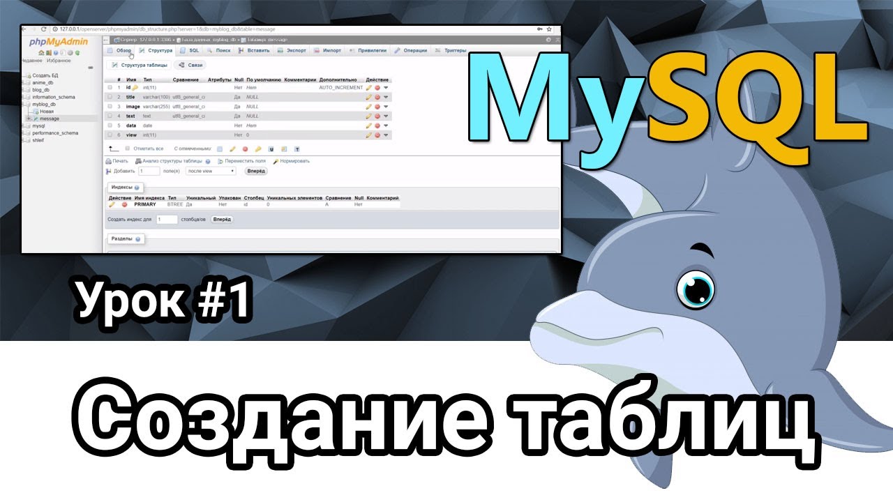 MySQL PhPMyAdmin. Создание таблиц. Урок #1