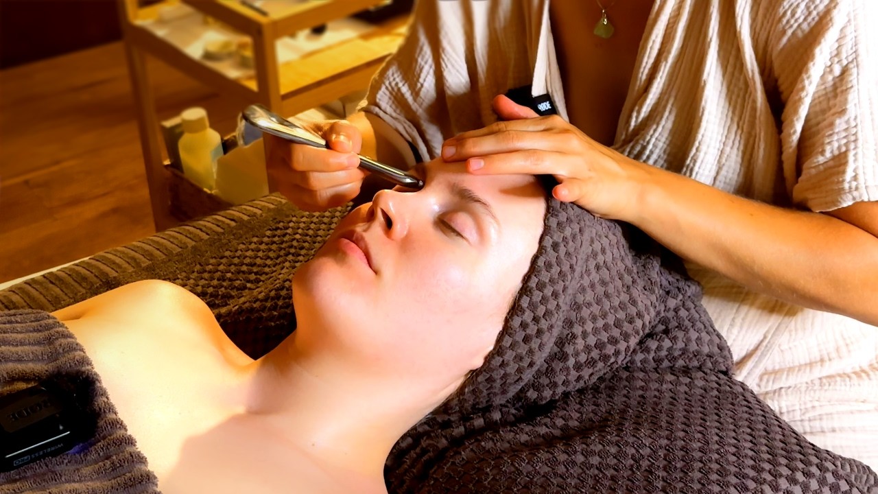 ASMR Japanese Tsuboki Facial with acupressure tools and cucumber oil (Unintentional ASMR)