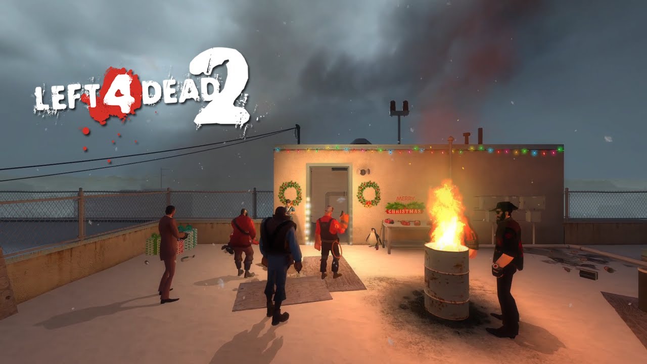 Наёмники TF2 играют в Left 4 Dead 2: Dead Center Christmas Edition
