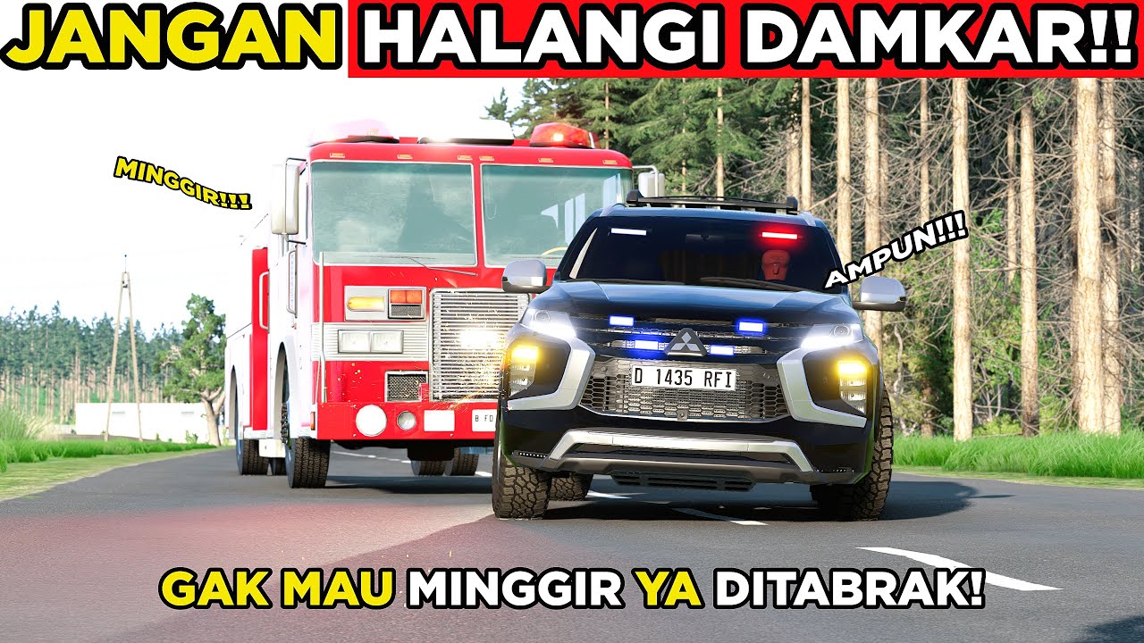 Ora minggir tabrak!  💥🚒 - BeamNG.drive Indonesia