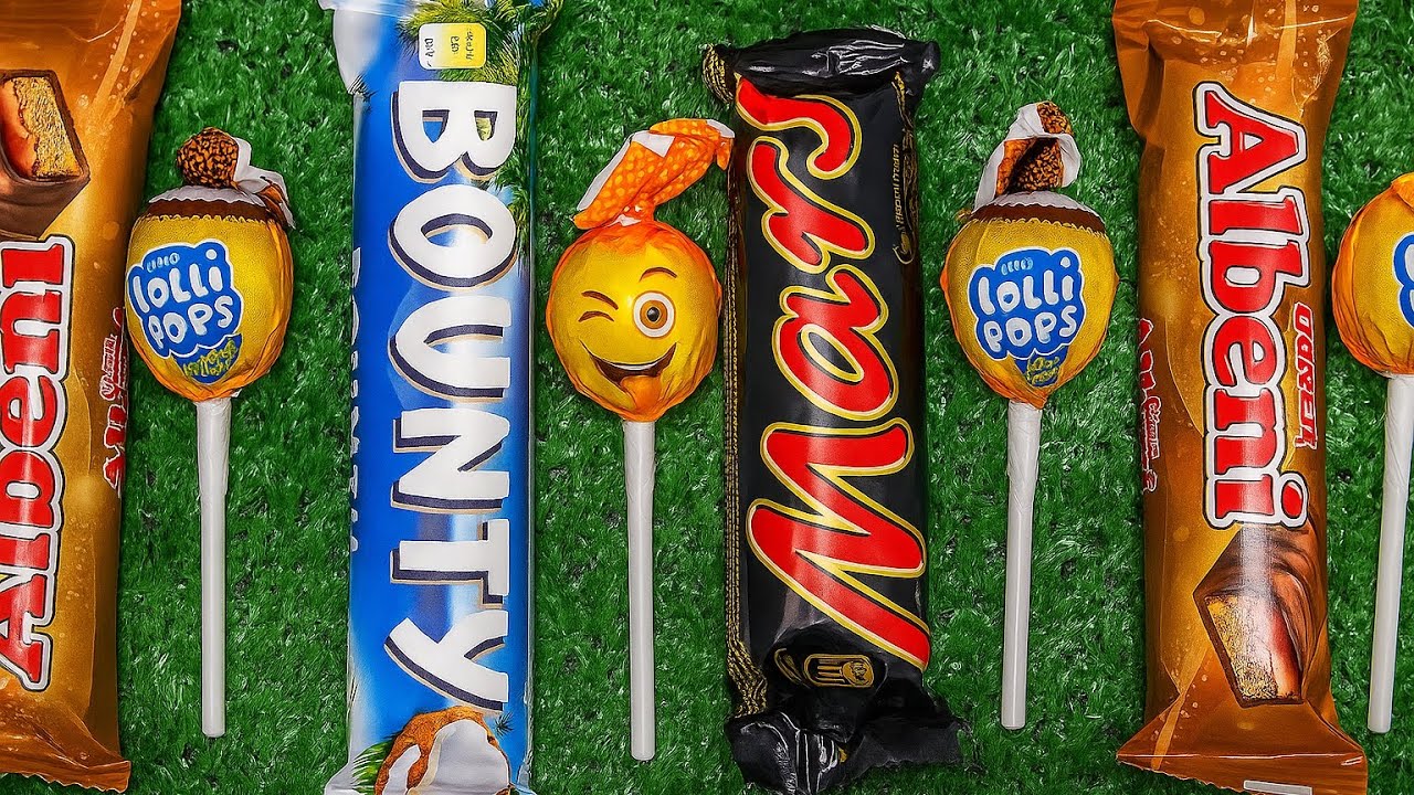 ASMR Most Popular Candys / some lost of colorful raindow lollipop candy / unpaking