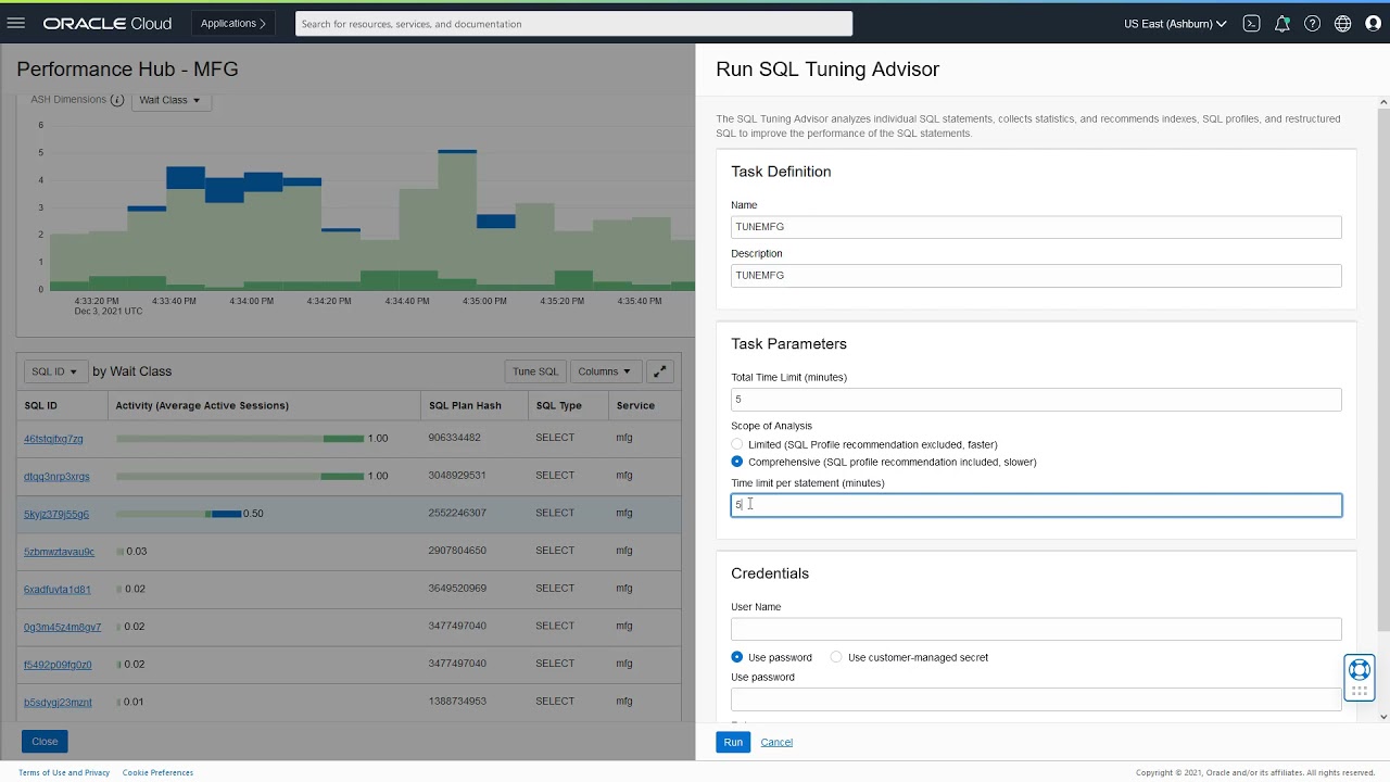 Консультант по настройке SQL в Oracle Cloud Infostructure Database Management
