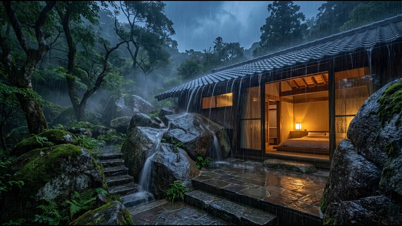 Cozy Cabin Rain Ambience in the Forest for Deep Sleep,Overthinking,Anxiety, Insomnia & Stress Relief