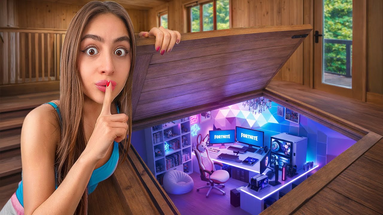 I Made a SECRET Gaming Room inside of my Treehouse!