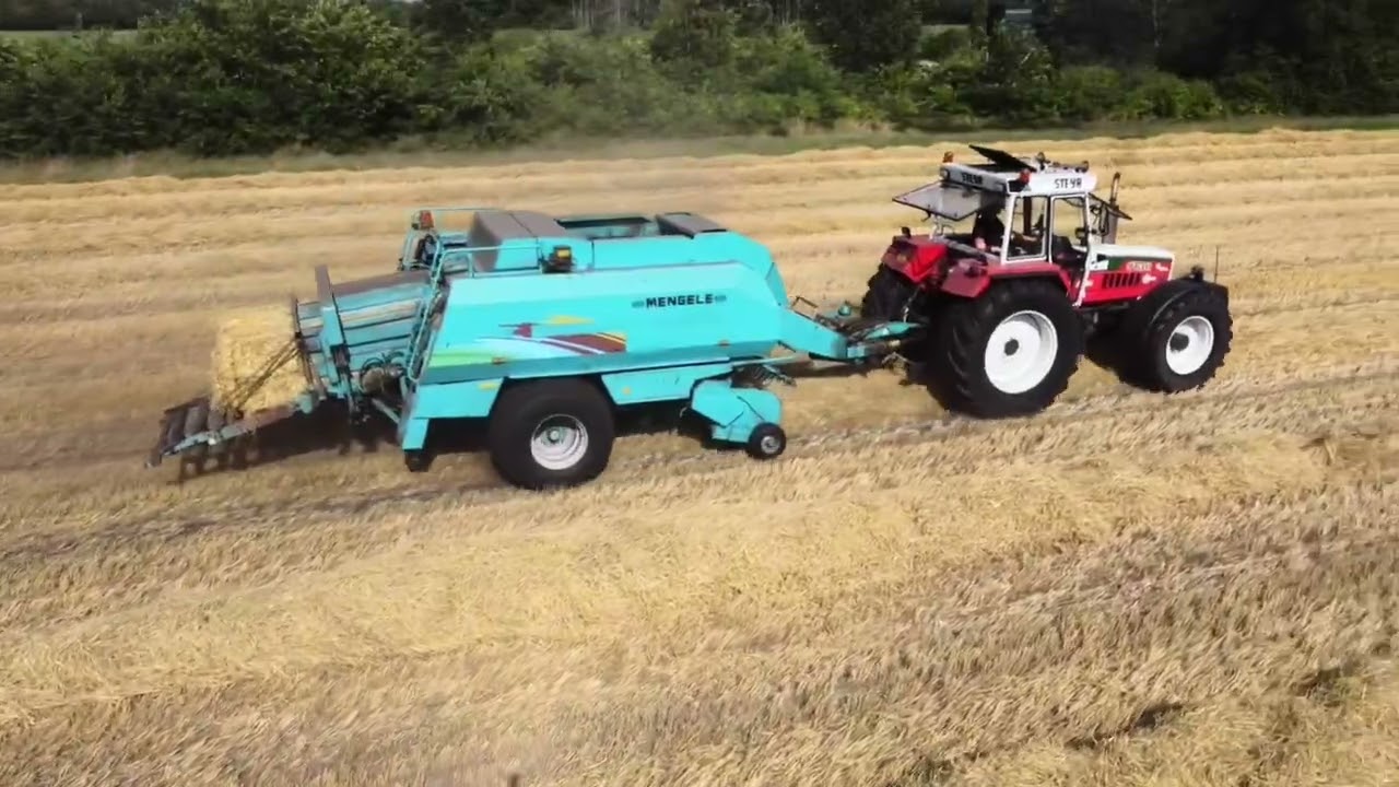 Steyr 8130 Super & Mengele aan het stro persen | Strohballenpressen in den Niederlanden 2023