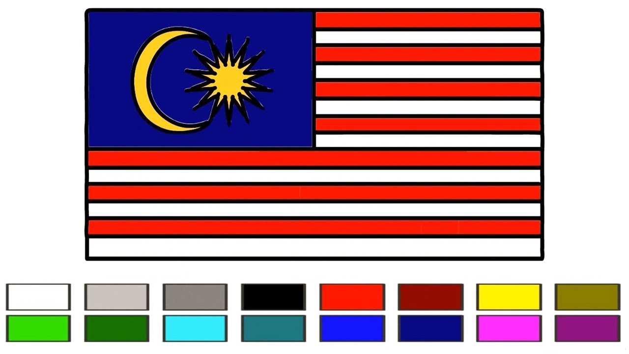 How To Draw Malaysia flag for Kids Coloring Learn Step by Step || Malaysian flag || Little Channel
