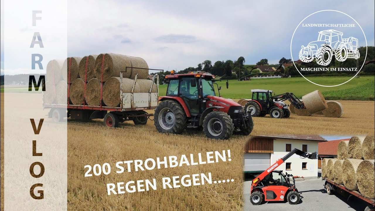 FarmVlog #7 | Die Strohballen müssen weg! | Regen..... | Steyr Kompakt | Teleskoplader + Ballenwagen