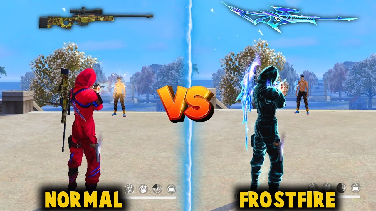 FREE FIRE NEW FROSTFIRE AWM VS NORMAL AWM DAMAGE ABILITY TEST | BEST AWM SKIN IN FREE FIRE