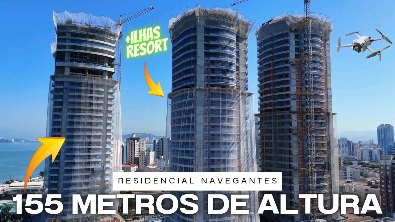 Drone mostra as obras do empreendimento mais alto de Santos (+ Ilhas Resort) - Litoral Sul de SP