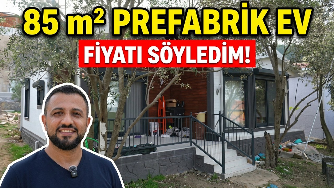 FİYATI SÖYLEDİM - 85 m² 2 oda 1 salon PREFABRİK ÇELİK EV TURU (Net Fiyat Videoda)