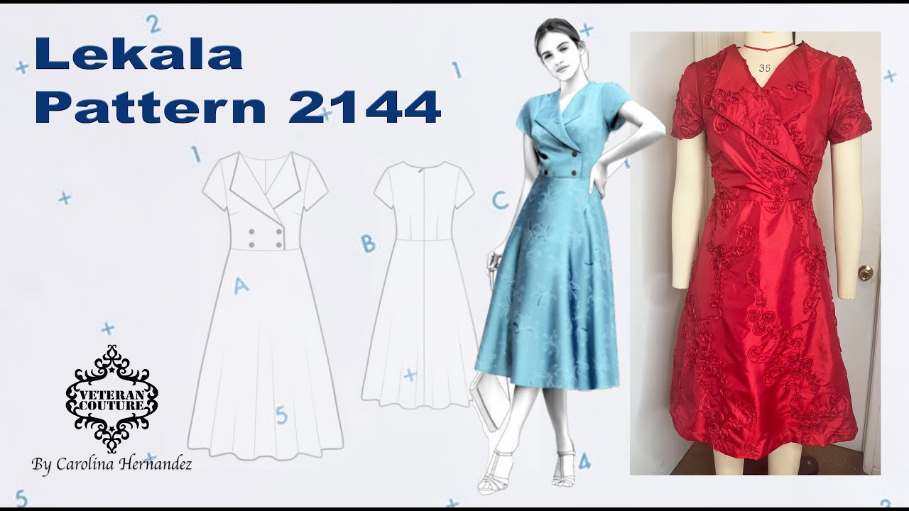 Red Dress Lekala Pattern 2144 by Veteran Couture