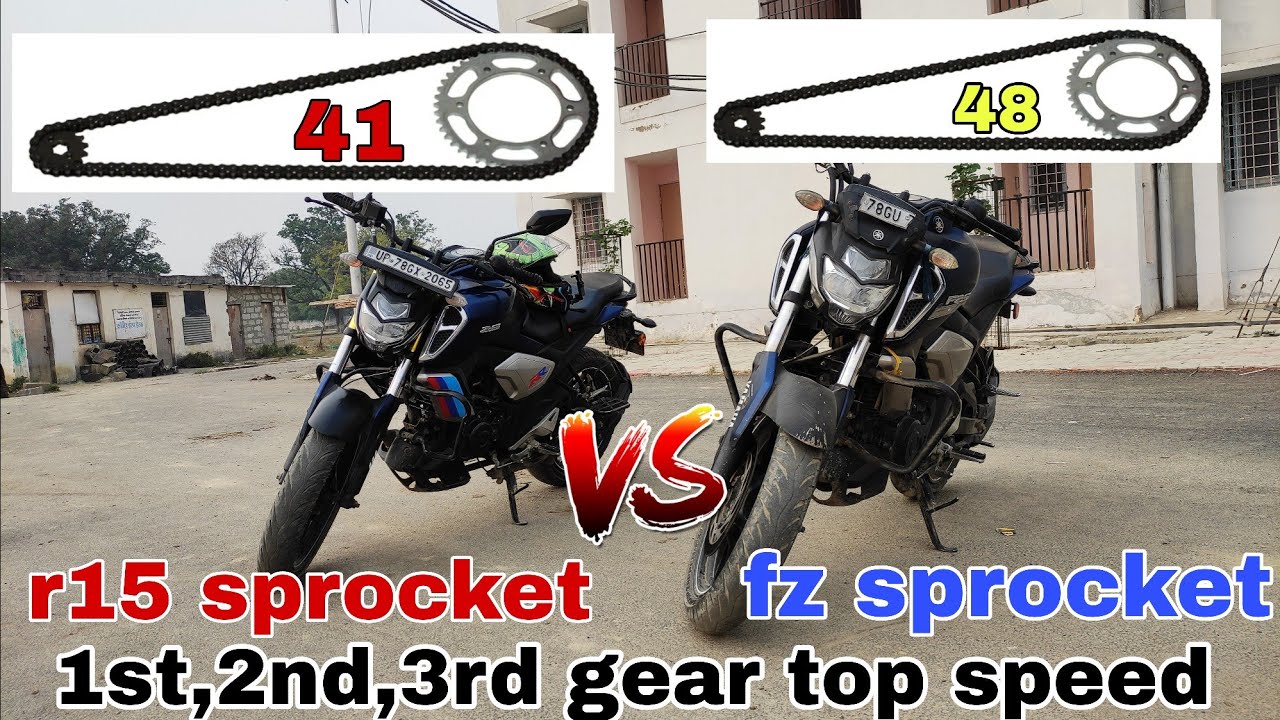 r15 chain sprocket in fz v3 || stock fz vs modified fz || chain sprocket size ka kitna fark padhta h