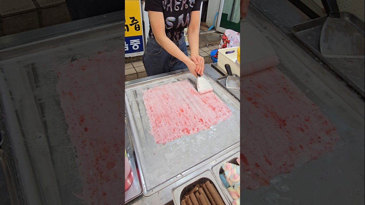 Korean street food machine speed iron plate ice cream #koreanfood #seoul #southkorea #mukbang