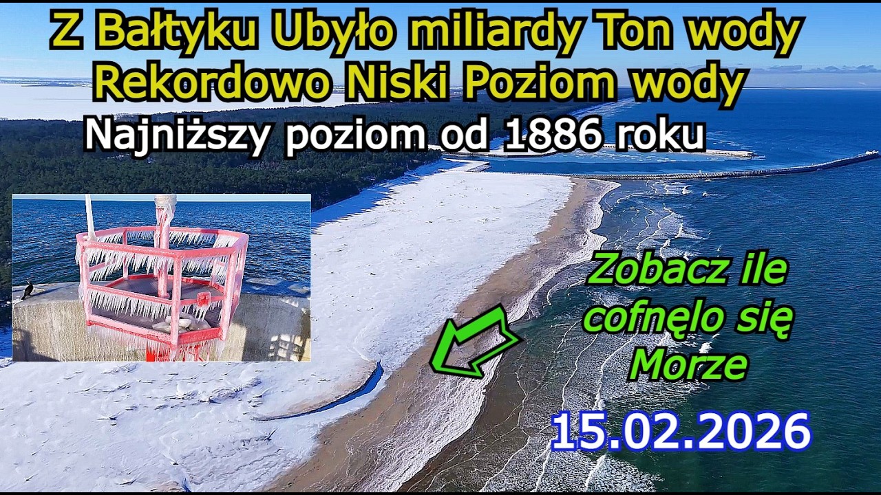 Przekop Mierzei Wiślanej  -15.02.2026 Niewiarygodne co się stało z Plażą Ubyło Miliardy Ton Wody