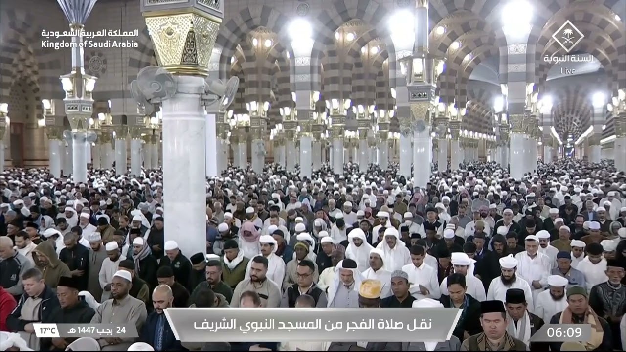 صلاة الفجر الثلاثاء 24 رجب 1447 هـ من المسجد النبوي | الشيخ علي الحذيفي