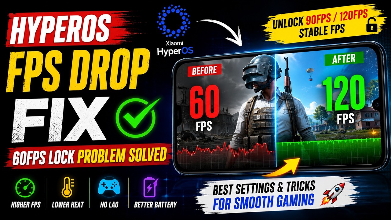 HyperOS FPS Drop Fix 🔥 60FPS Lock Problem Solved in BGMI/PUBG | Xiaomi HyperOS Gaming Fix