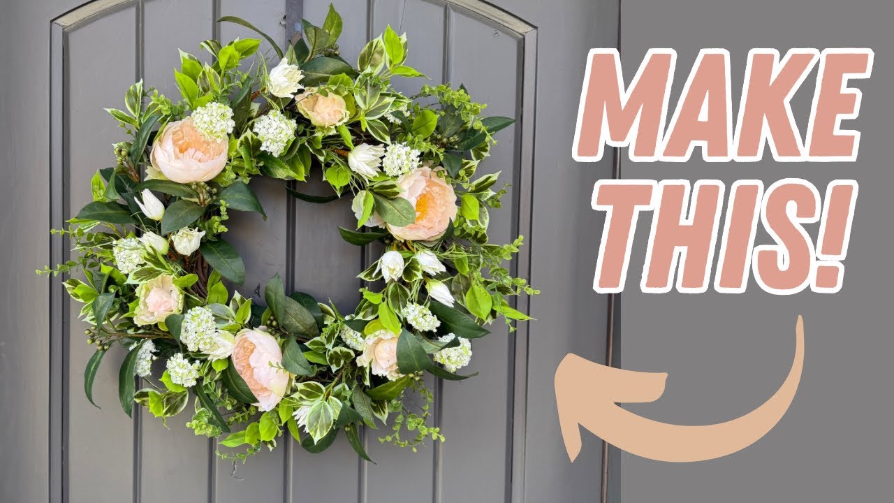 Easy DIY spring and summer wreath with high end faux florals