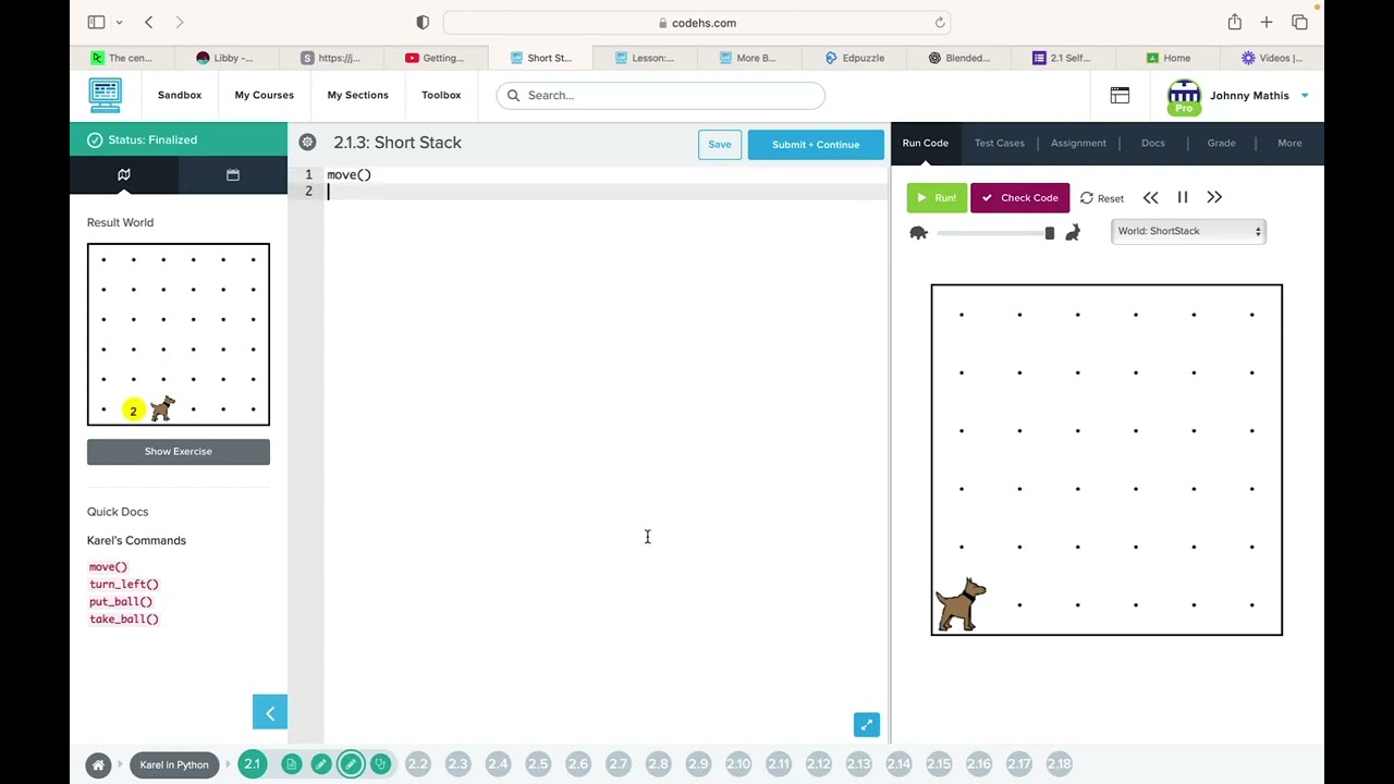Codehs Python 2.1 Video Tutorial: Introduction to Programming with Karel