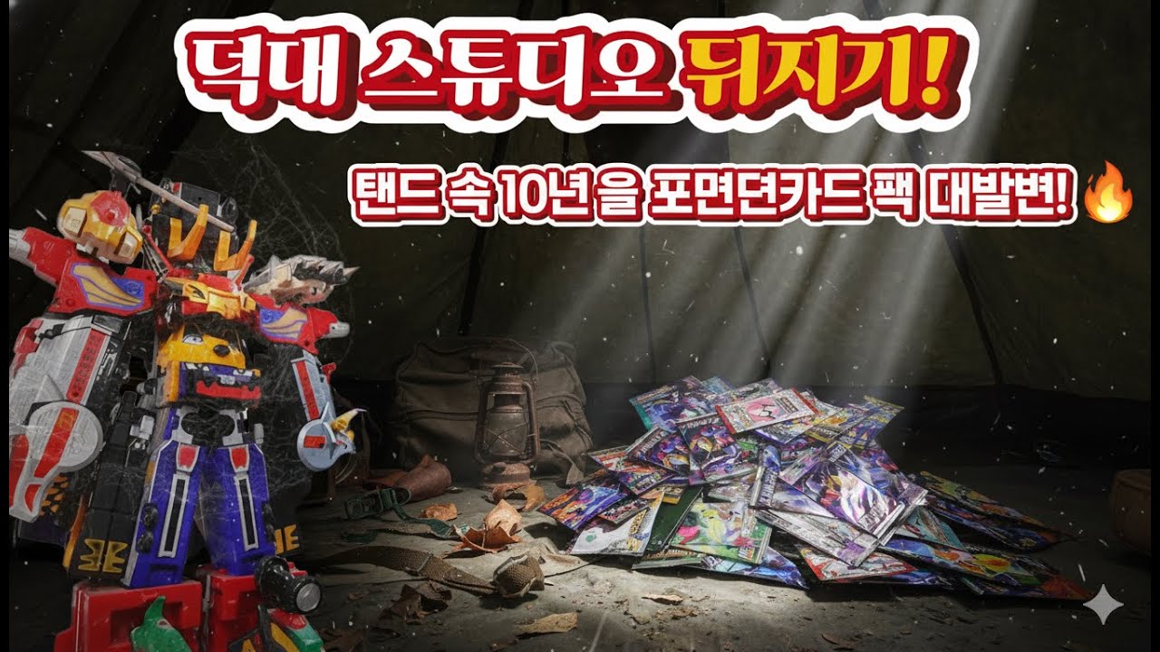 덕대 스튜디오 뒤지기! 텐트 속 4년 묵은 포켓몬카드 팩 대발견!